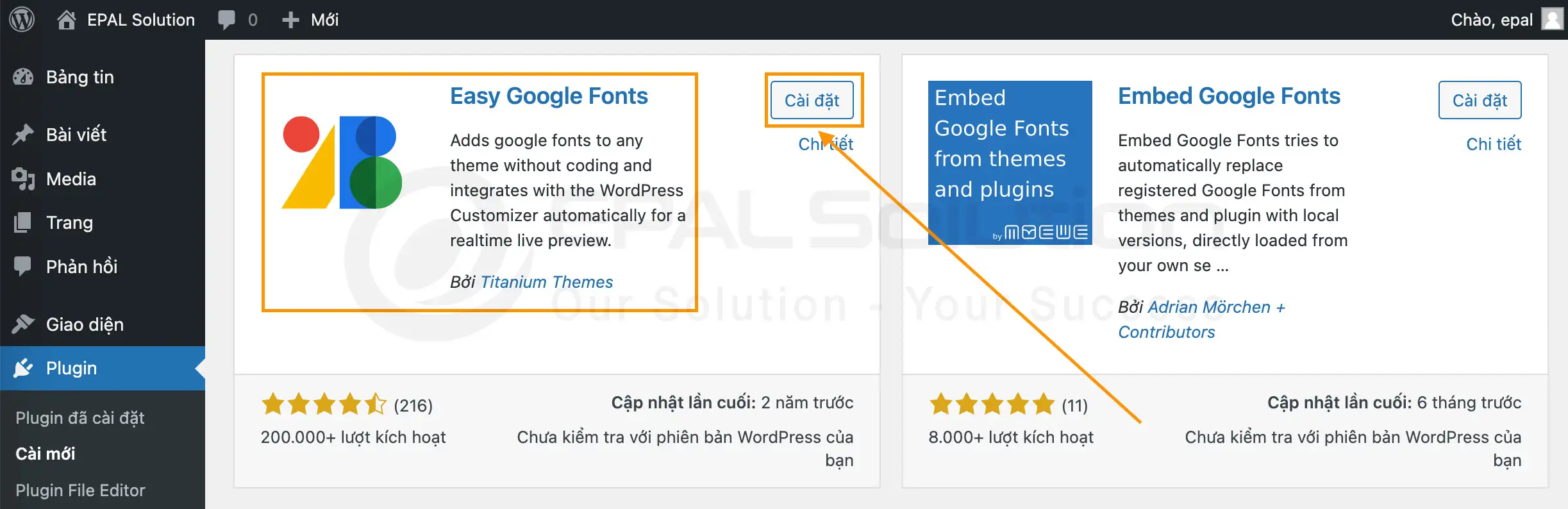 plugin tim easy google fonts
